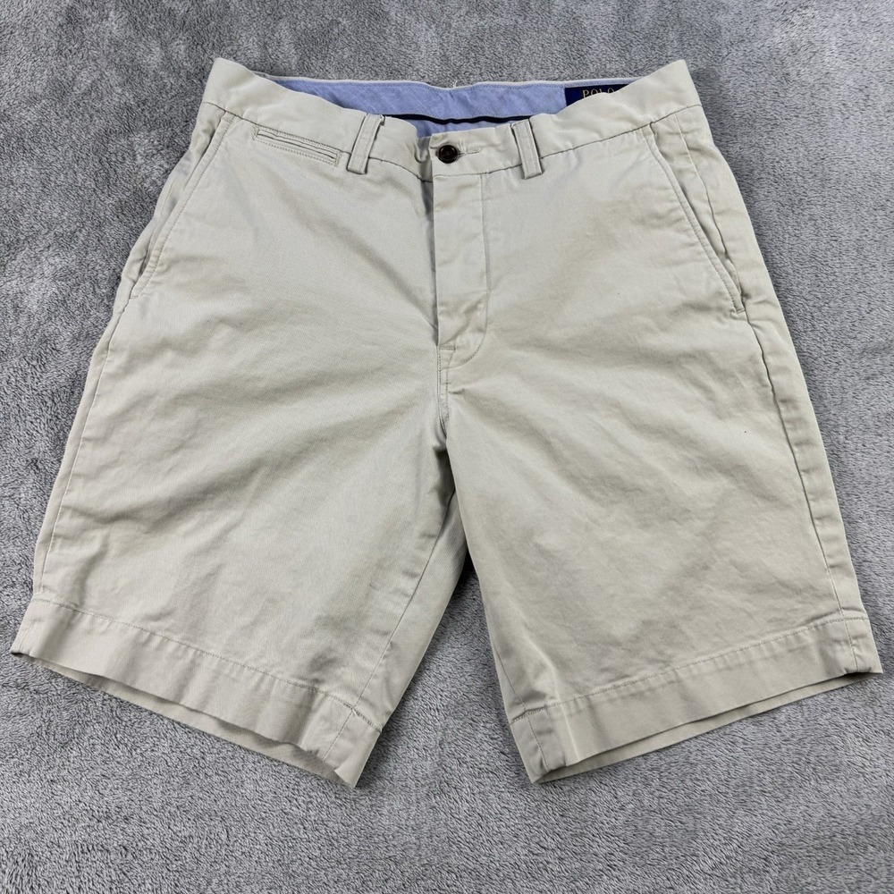 Polo Ralph Lauren Men's Khaki Chino Shorts Stretch Classic Fit Beige Size 30